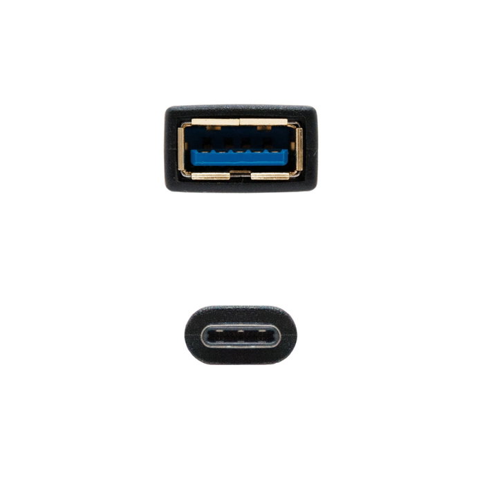 Nanocable Cable USB 3.1 de 15 cm, USB A Hembra a USB C Macho, Negro